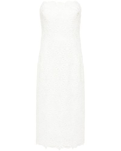 Ermanno Scervino Macramé-detail Bandeau Midi Dress - White