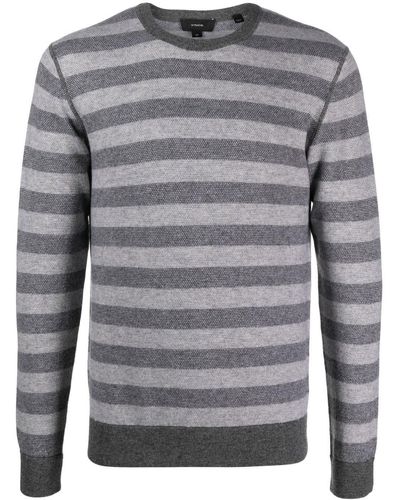Vince Striped Knit Sweater - Gray