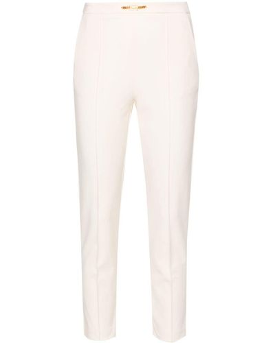 Elisabetta Franchi Pantaloni affusolati con placca logo - Bianco