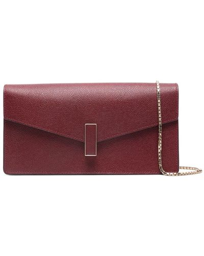 Valextra Iside Leather Clutch Bag - Purple