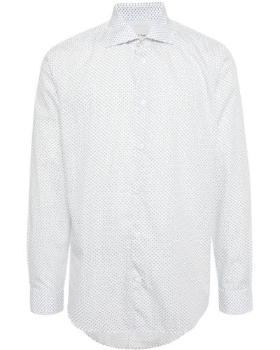 Paul Smith Geometric-print Cotton Shirt - White