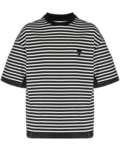 ZZERO BY SONGZIO Logo-patch Stripped T-shirt - Black
