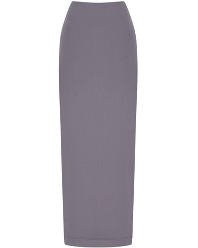 12 STOREEZ A-line Rear-slit Maxi Skirt - Purple