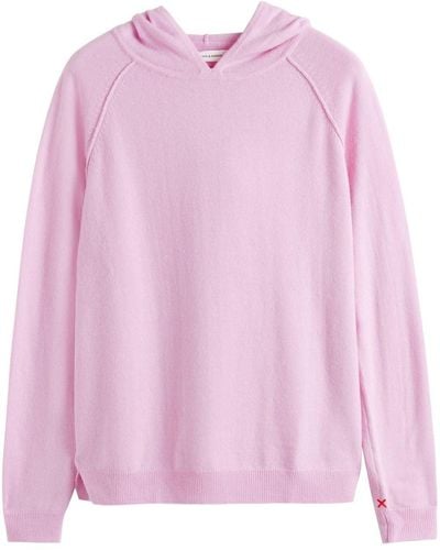 Chinti & Parker Raglan-sleeve Fine-knit Hoodie - Pink