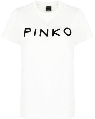 Pinko Logo-print Cotton T-shirt - Wit