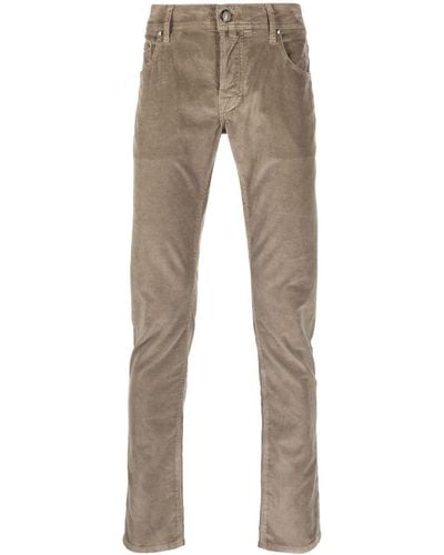Jacob Cohen Low-rise Slim-fit Corduroy Trousers - Natural