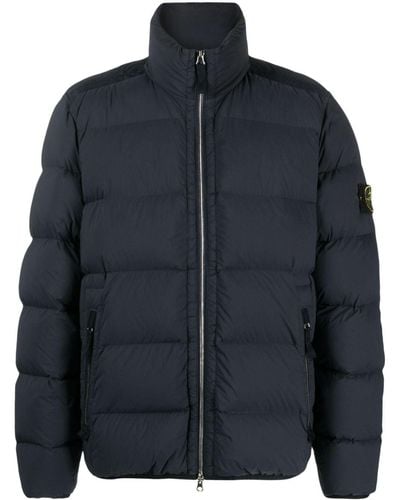 Stone Island Compass-patch Padded Down Jacket - Blue