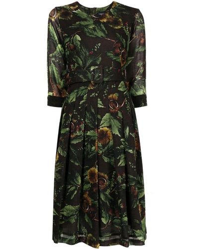 Samantha Sung Midi-jurk Met Bloemenprint - Zwart