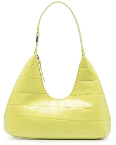 BY FAR Amber Crocodile-embossed Leather Shoulder Bag - Yellow