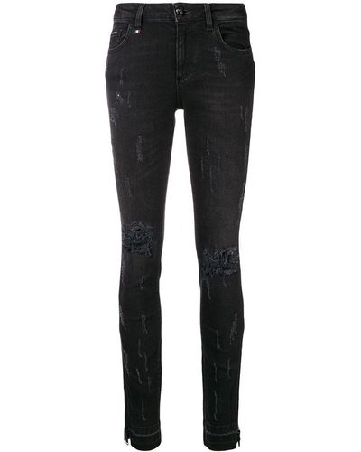 Philipp Plein Distressed Skinny Jeans - Black