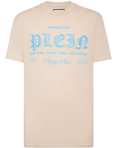 Philipp Plein Logo-print Cotton T-shirt - Natural