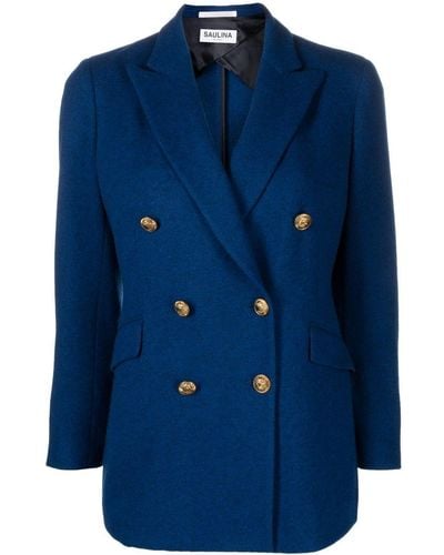 SAULINA Tailored Double-breasted Jacket - Blue