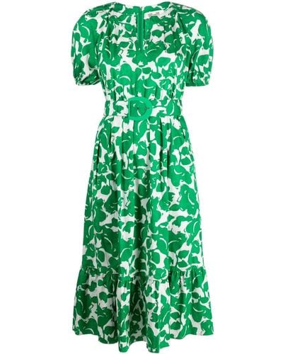Diane von Furstenberg Midi-jurk Met Abstracte Print - Groen