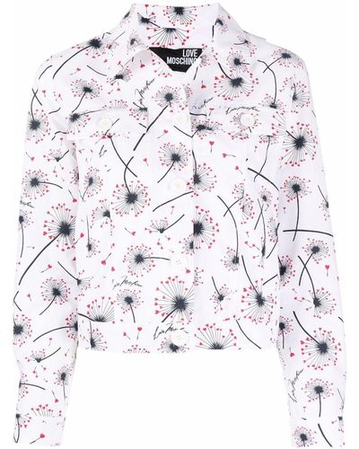 Love Moschino Floral-print Cropped Jacket - White