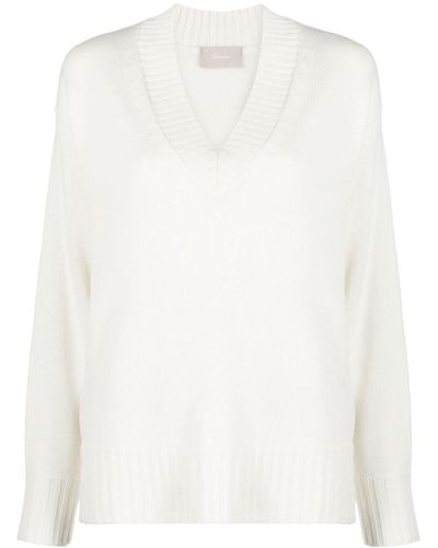 Drumohr V-neck Knitted Wool Sweater - White