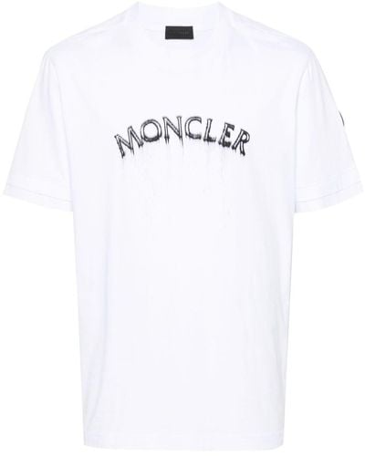 Moncler T-shirt en coton à logo imprimé - Blanc