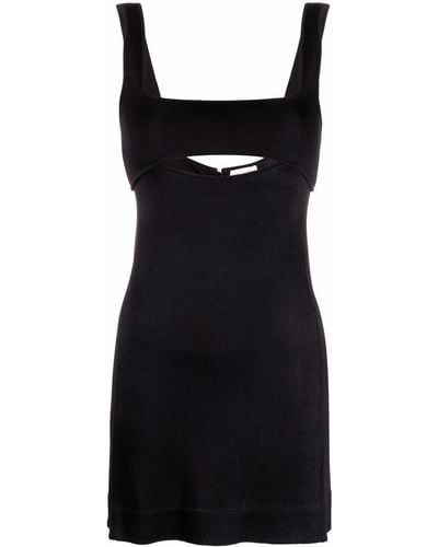 Saint Laurent Vestido corto con aberturas - Negro