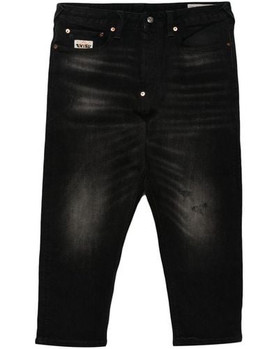 Evisu Cropped-Jeans mit Logo-Patch - Schwarz
