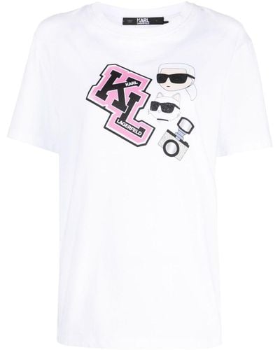 Karl Lagerfeld T-shirt Ikonik Varsity oversize - Bianco