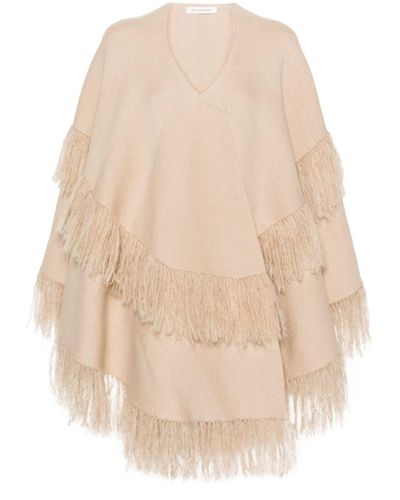 By Malene Birger Fringed Wool-blend Cape - Natural