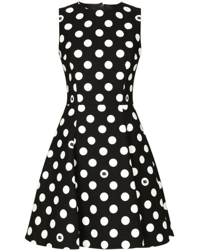 Dolce & Gabbana Polka-dot Cotton Minidress - Black