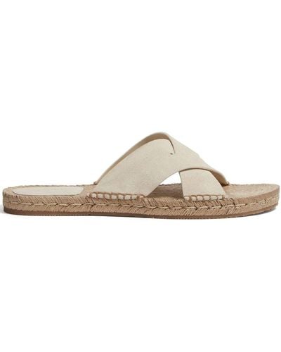 Zegna Crossover-strap Suede Sandals - White