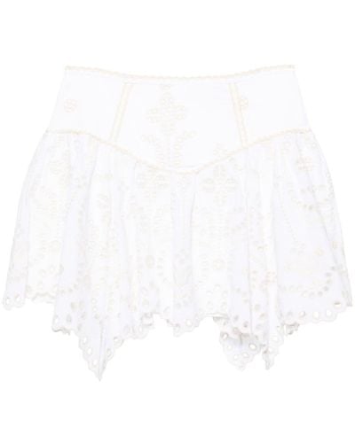 Charo Ruiz Pauline Embroidery Mini Skirt - White