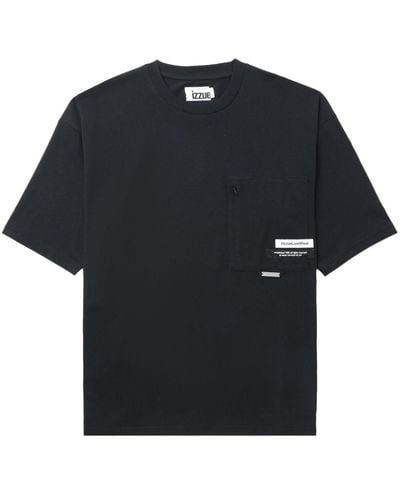 Izzue T-shirt en coton à logo appliqué - Noir