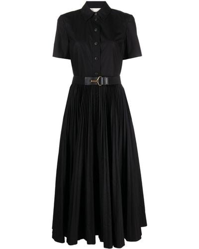 Tory Burch Pleated Poplin Shirt Dress - Black