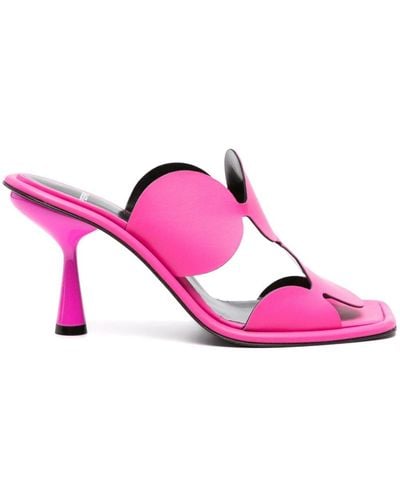 Pierre Hardy Lava Bulles 85mm Laser-cut Leather Mules - Pink