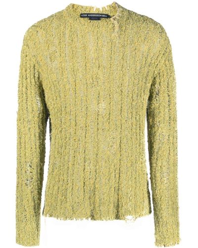 ANDERSSON BELL Distressed-effect Ribbed-knit Jumper - Yellow