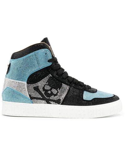 Philipp Plein Crystal-embellished High-top Trainers - Multicolour