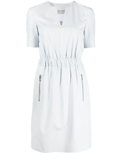 DROMe Elasticated Short Sleeved Dress - White