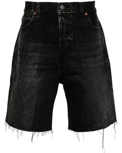 Haikure Washed Frayed Denim Shorts - Black