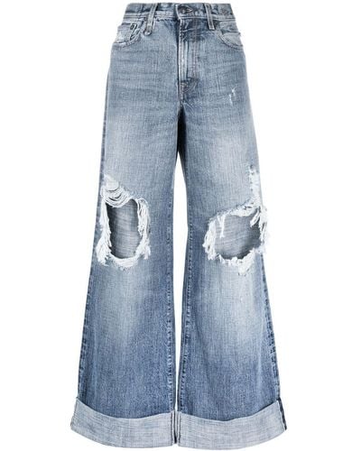 R13 Ripped Wide-leg Jeans - Blue