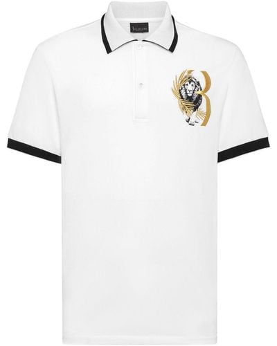 Billionaire Logo-embroidered Cotton Polo Shirt - White