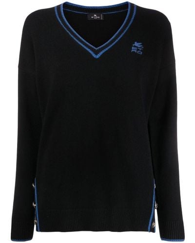 Etro Intarsia-knit Logo Sweater - Black