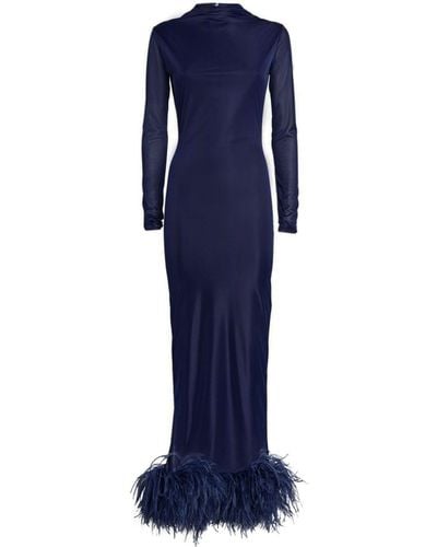 16Arlington Luna フェザートリム イブニングドレス - ブルー