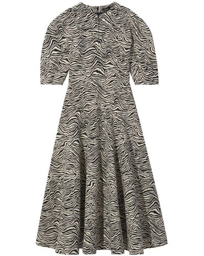 Proenza Schouler Zebra Print Flared Midi Dress - Natural