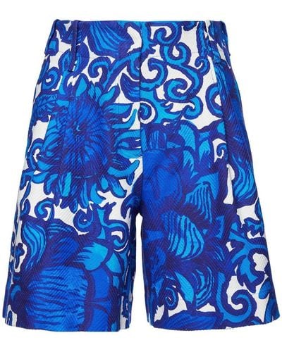 La DoubleJ Shorts mit Anemonen-Print - Blau