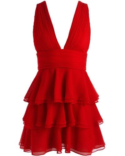 Alice + Olivia Holly Ruffled Minidress - Red
