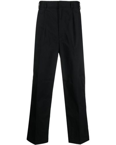 Emporio Armani Pleat-detail Straight-leg Pants - Black