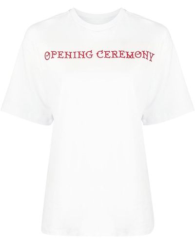 Opening Ceremony Camiseta con logo estampado - Blanco
