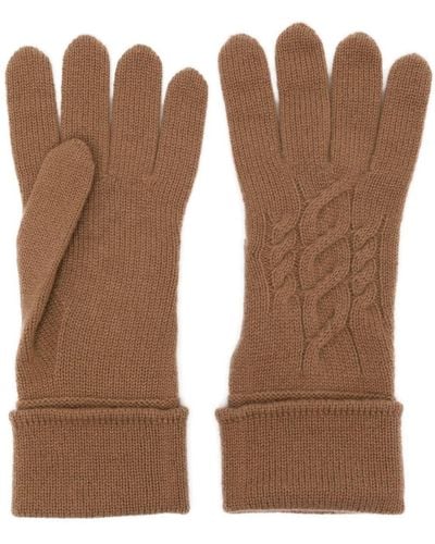 N.Peal Cashmere ケーブルニット カシミア手袋 - ブラウン
