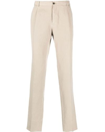 PT Torino Pressed-crease Straight Trousers - Natural