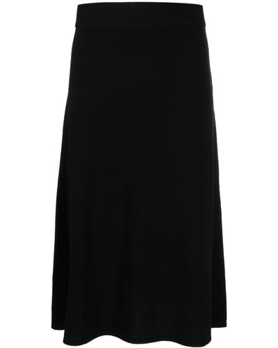 Yves Salomon Flared Knitted Skirt - Black