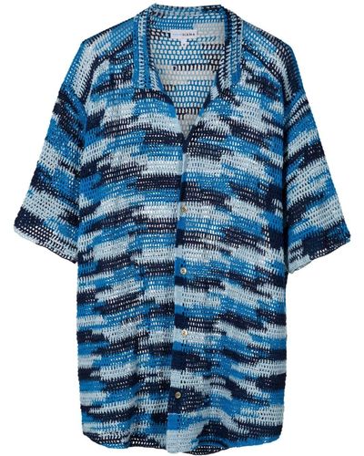 Amir Slama X Mahaslama Striped Crochet Shirt - Blue