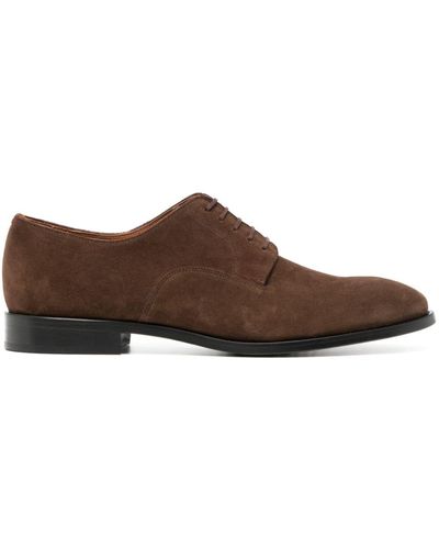 Paul Smith Almond-toe Suede Derby Shoes - Brown