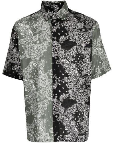 Yoshio Kubo Paisley-print Short-sleeve Shirt - Black