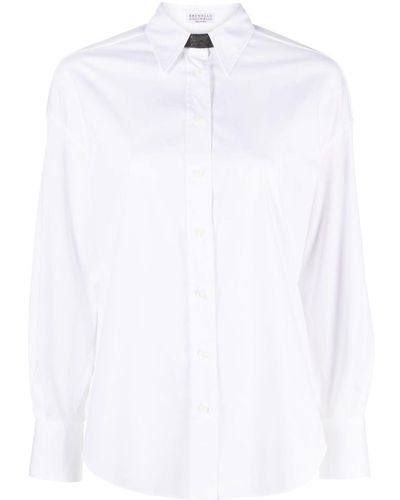 Brunello Cucinelli Verziertes Hemd - Weiß